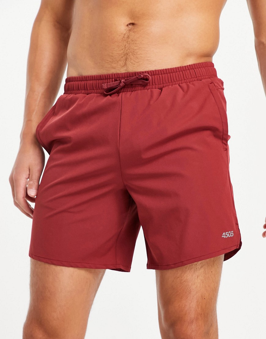 ASOS 4505 gym to swim shorts with curve hem-Red