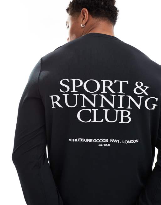 ASOS 4505 - Hardlopen - Top van mesh met lange mouwen en print op de rug in zwart