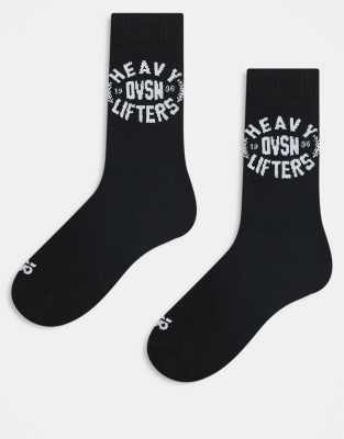 ASOS 4505 ASOS 4505 heavy lifting graphic training sock 2 pack in black