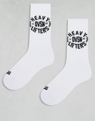 ASOS 4505 ASOS 4505 heavy lifting graphic training sock 2 pack in white