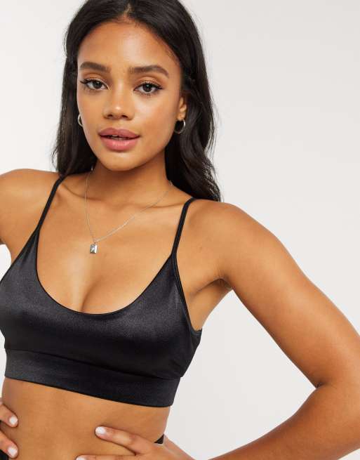 ASOS 4505 high shine sports bra with cami straps