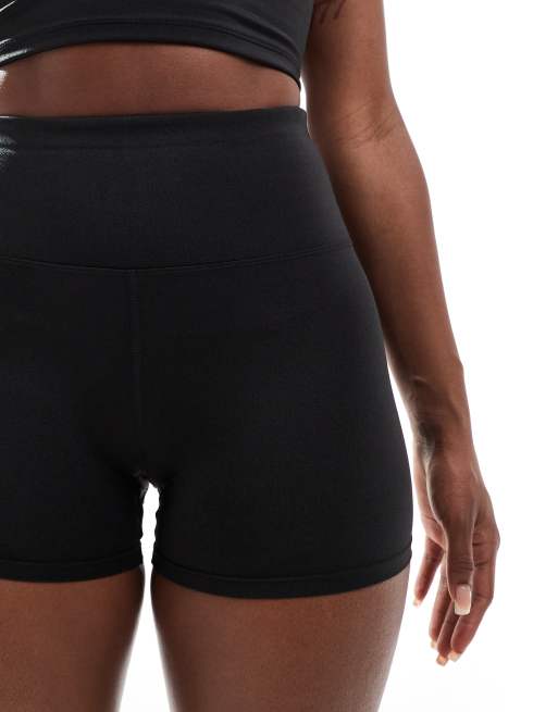 ASOS 4505 high waist 3 inch booty shorts in hi-shine black, 5 of 5