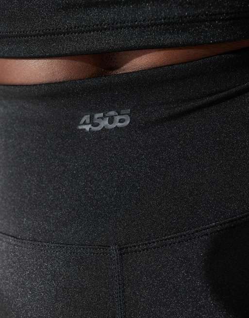 ASOS 4505 high waist 8cm booty shorts in high shine black, 2 of 5