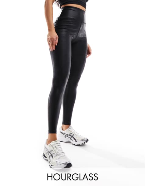 ASOS 4505 Hourglass 7/8 gym leggings in animal gloss black - view 1
