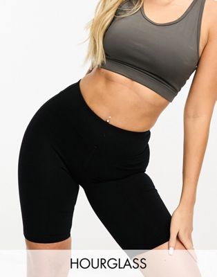Shop Asos Design 4505 Hourglass Icon Booty Legging Short In Cotton Touch-black