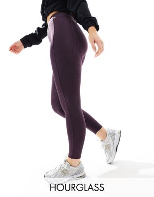 ASOS 4505 Hourglass - Icon - Gesäßformende Sport-Leggings in Pflaume mit hohem Bund-Lila