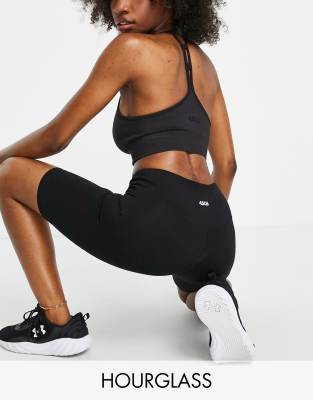 ASOS 4505 Hourglass - Icon - Leggings-Shorts mit Baumwollanteil in Schwarz, 20 cm Schrittlänge