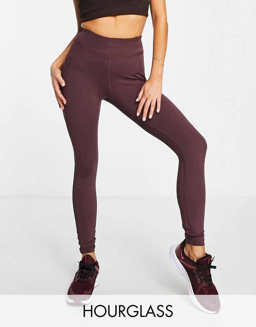 Asos Design 4505 Hourglass Icon Leggings With Booty-sculpting Seam Detail And Pocket-purple