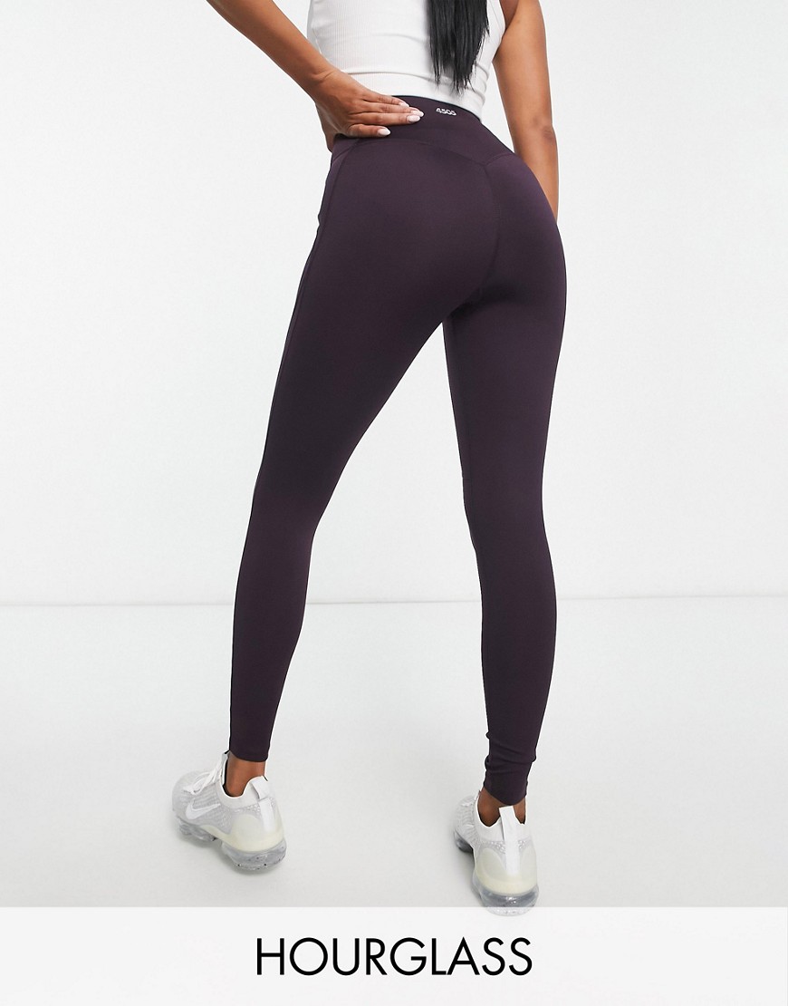 Asos Design 4505 Hourglass Icon Leggings With Booty-sculpting Seam Detail And Pocket-purple