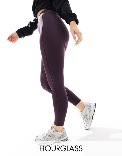 ASOS 4505 Hourglass – Icon – Modelujące legginsy sportowe z podwyższonym stanem w śliwkowym kolorze