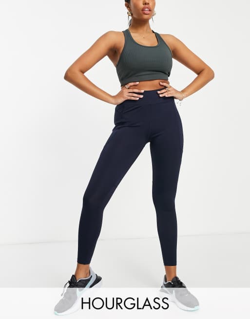 ASOS 4505 Hourglass Icon 7/8 leggings with bum sculpt seam detail and  pocket in navy