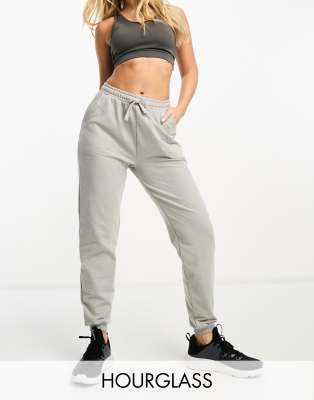 ASOS 4505 Hourglass - Icon - Schmal geschnittene Sport-Jogginghose in Loop-Schwarz-Grau