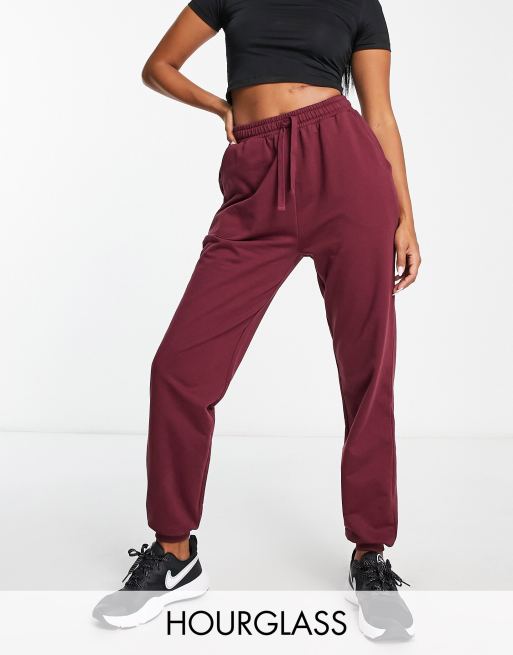 Women's Cotton Sweatpants Casual Drawstring Pants - Wine Red / XS