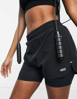 Asos Design 4505 Hourglass Icon Woven Running Shorts With Underlayer-black