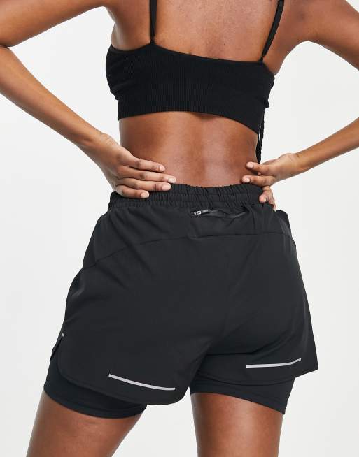 ASOS DESIGN Hourglass linen runner shorts in black