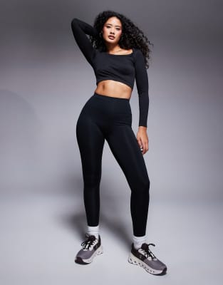 Asos Design 4505 Hourglass Icon Yoga Soft Touch Gym Leggings In Black