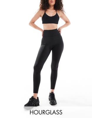 ASOS 4505 - Hourglass - Leggings in hochglänzendem Schwarz mit tiefer Taille