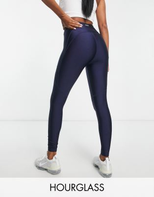 ASOS 4505 Hourglass run tie waist legging in sheen-Navy