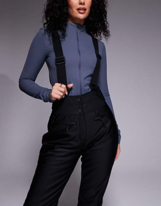 ASOS 4505 Hourglass Ski soft shell water repellent kick flare ski pants in black gloss, 4 of 4