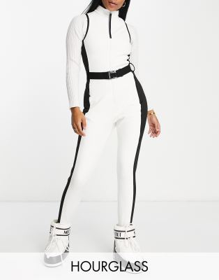 ASOS 4505 ski suit all in one with mono contrast detail-White