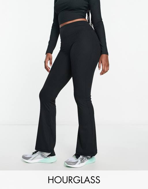 ASOS 4505 Hourglass slim kick flare leggings with deep wrap waistband in rib (part of a set)