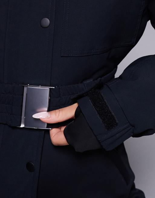 ASOS 4505 Hourglass - Sort skidragt med ståkrave, svaj og bælte, 4 af 4