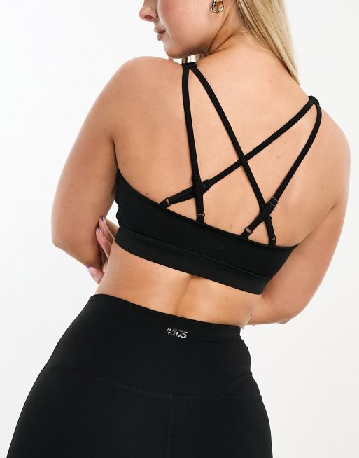 ASOS 4505 Hourglass zip front high impact sports bra in black