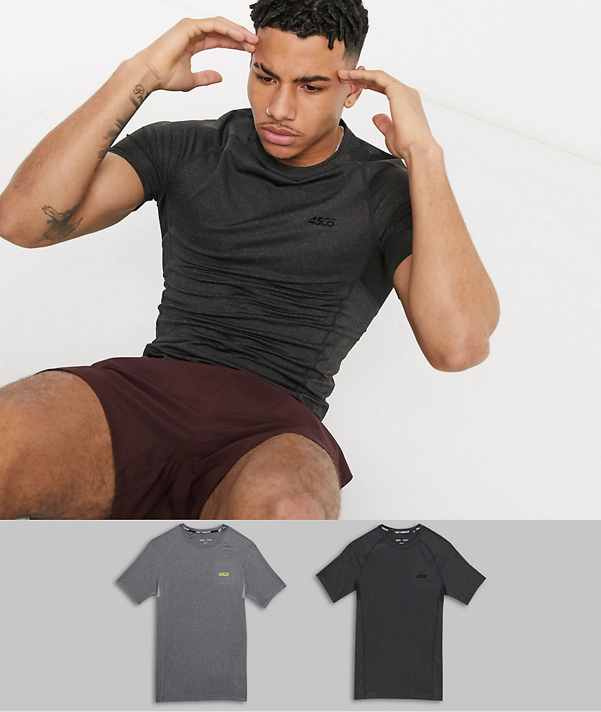 ASOS 4505 – Icon – 2-pack snabbtorkande t-shirtar för träning i muscle fit-Grå