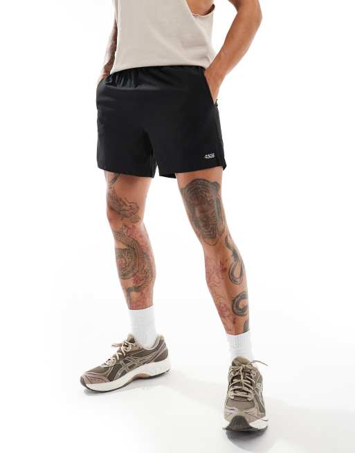 ASOS 4505 - Icon 5 - Confezione da 2 pantaloncini da allenamento neri e grigio argento ad asciugatura rapida, 4 di 5
