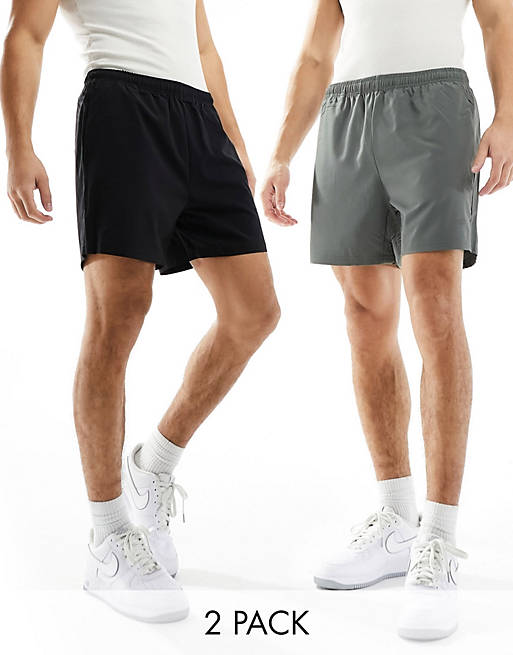 ASOS 4505 Icon 5 inch training shorts with quick dry in black and grey ...
