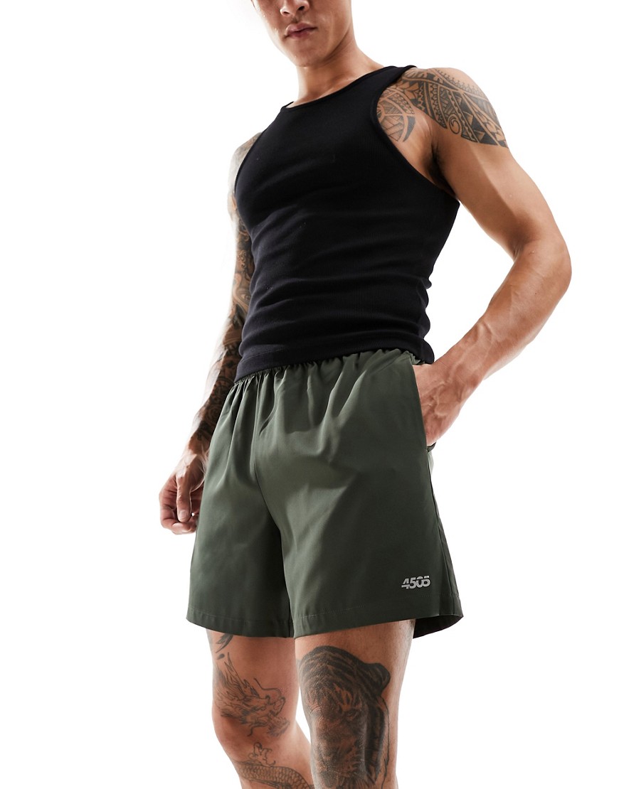 ASOS 4505 Icon 5 inch training shorts with quick dry in khaki-Green