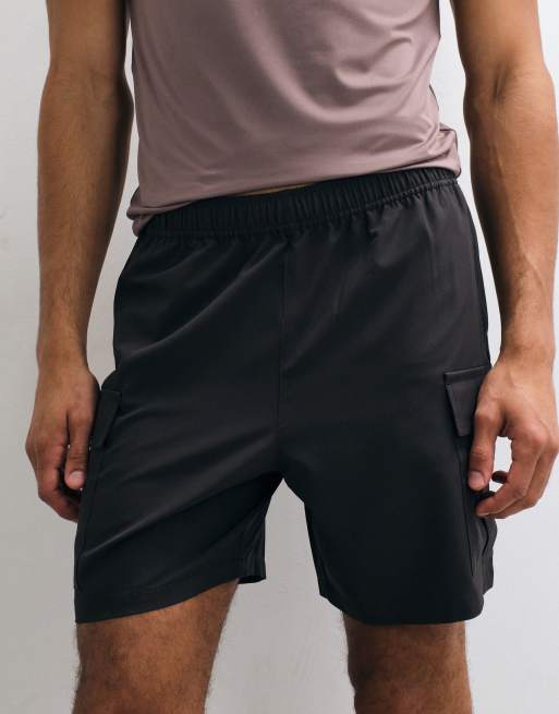 ASOS 4505 Icon 7 inch hurtigtørrende trænings-cargoshorts med lynlåslommer i mørkegrå, 5 af 5