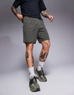 ASOS 4505 Icon 7 inch quick dry training shorts with zip pockets in khaki-Green φωτογραφία