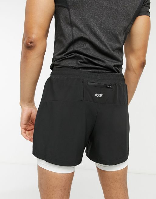 ASOS 4505 running 2 in 1 running shorts and leggings in black