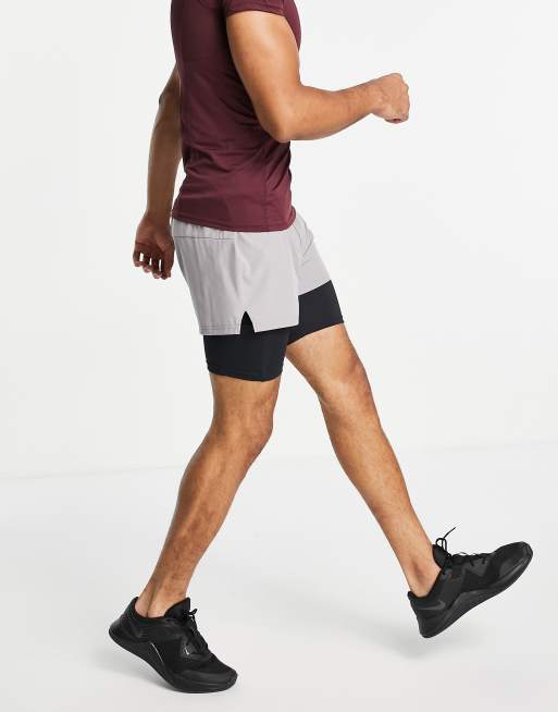 ASOS 4505 running 2 in 1 shorts in white