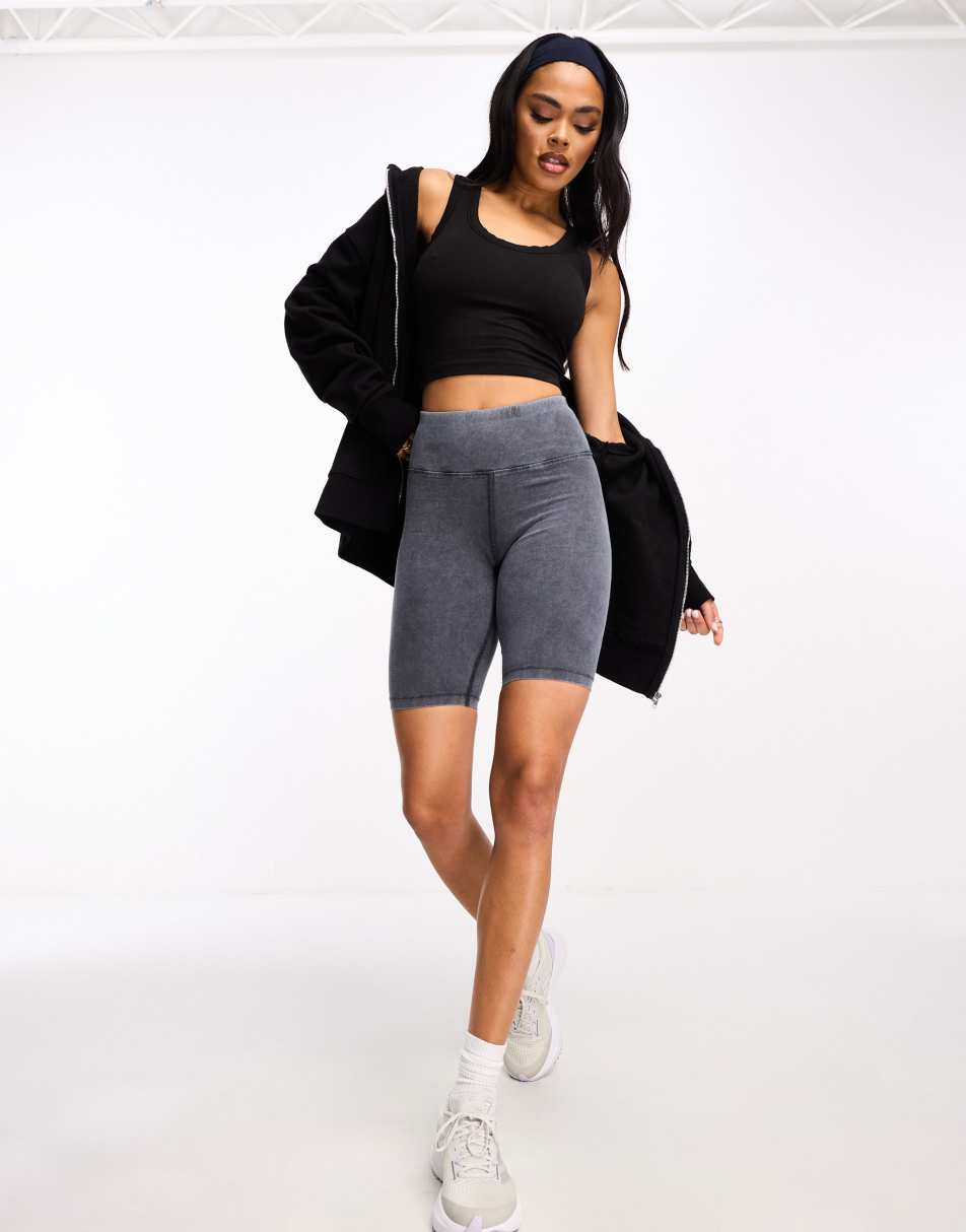 ASOS 4505 Icon 8 inch legging short in cotton touch in washed grey