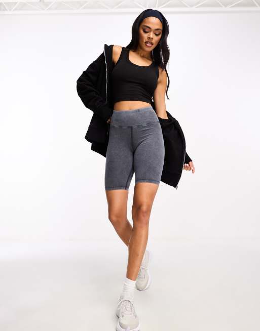 ASOS 4505 Icon 8 inch legging shorts in cotton touch in washed gray