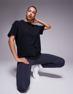 Asos Design Slubby Oversized Tee In Black