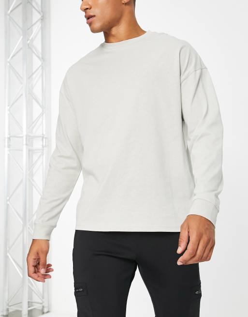 ASOS 4505 – Icon – Brungrå långärmad tränings-t-shirt i oversize 