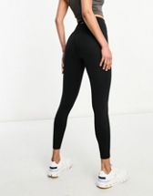 ASOS 4505 Icon running tie waist gym legging with phone pocket in gloss  black