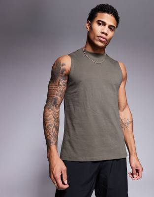 4505 Asos  Icon Cotton Training Tank With Quick Dry Finish In Green