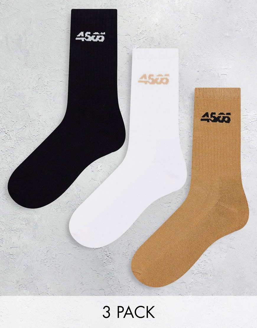 ASOS 4505 icon crew socks with antibacterial finish 3 pack-Multi