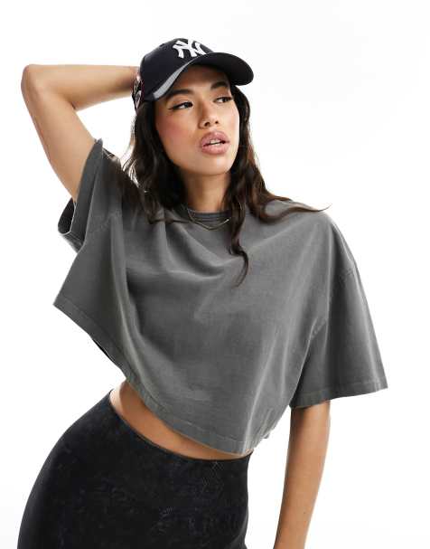 Noisy May Pale Grey Chicago Bears Crop Logo T-Shirt