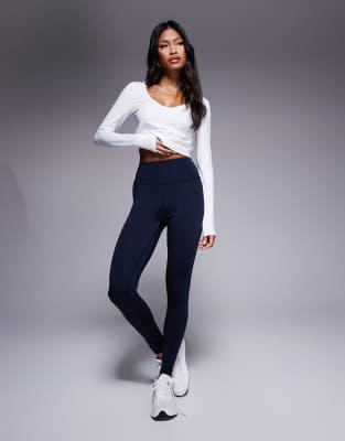 ASOS 4505 - Icon - Gesäßformende Sport-Leggings in Marineblau mit hohem Bund