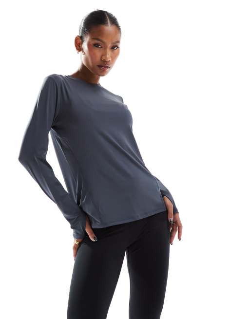 ASOS 4505 Icon Hardlooptop met lange mouwen in marineblauw ASOS