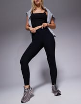 South Beach polyester scallop edge leggings in black