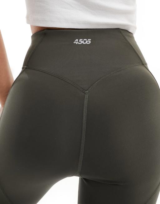 ASOS 4505 - Icon - Leggings da palestra a vita alta kaki con retro modellante, 3 di 5