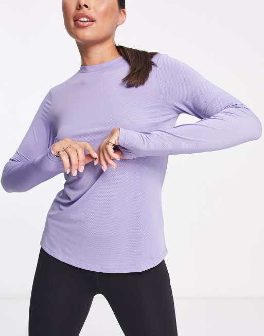 ASOS 4505 – Icon – Liliowy top do biegania z długim rękawem 