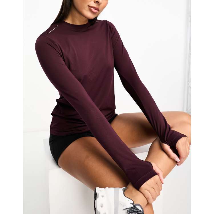 ASOS 4505 Icon long sleeve run top in oxblood