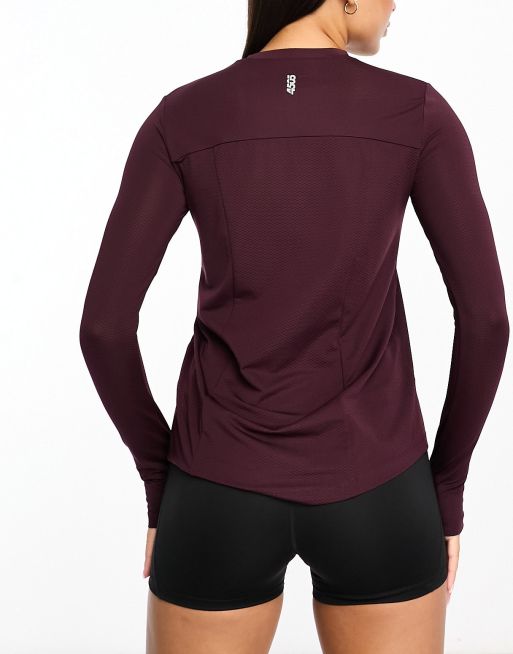 ASOS 4505 Icon long sleeve run top in oxblood